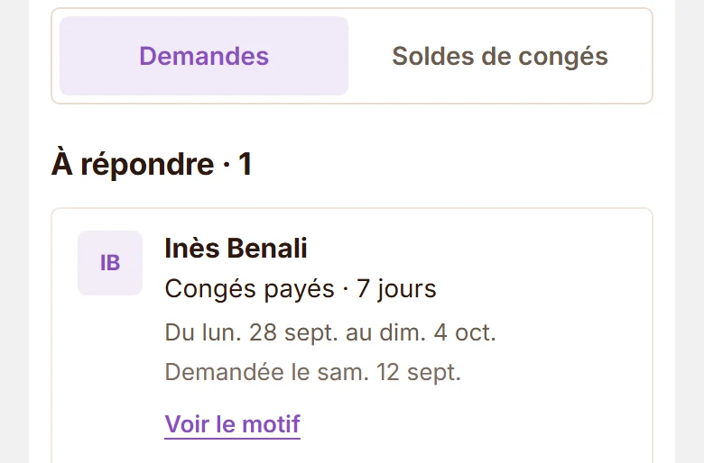 Les demandes d’absence qui attendent une réponse